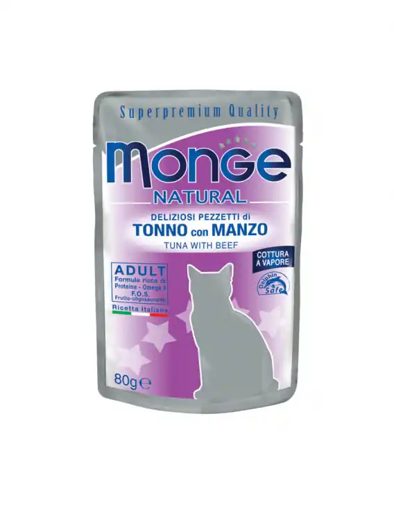 Monge Natural tuńczyk z wołowiną w galaretce 80g Ostatnie sztuki