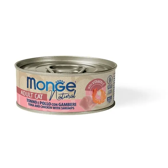 Zamów dziś Monge Natural with Vitamin E - Tuńczyk z kurczakiem i krewetkami 80g