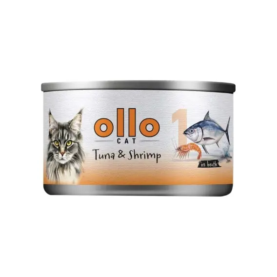 Łatwy zwrot Ollo Cat nr 1 tuńczyk i krewetki - karma dla kota 70g