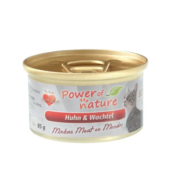 Wysoka jakość Power of Nature Minka‘s Meat on Monday - kurczak i przepiórka puszka 85 g