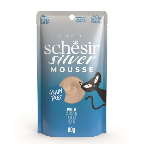 Hit sprzedaży Schesir Silver Mousse kurczak z dynią - karma dla kota 80g