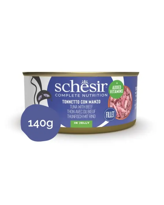 Schesir tuńczyk z wołowiną Fillet in Jelly 140g - karma mokra dla kota w galaretce Dostępne od ręki