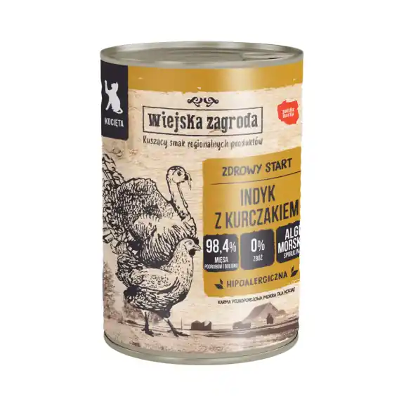 Promocja Wiejska Zagroda Indyk z Kurczakiem dla kociąt 400g