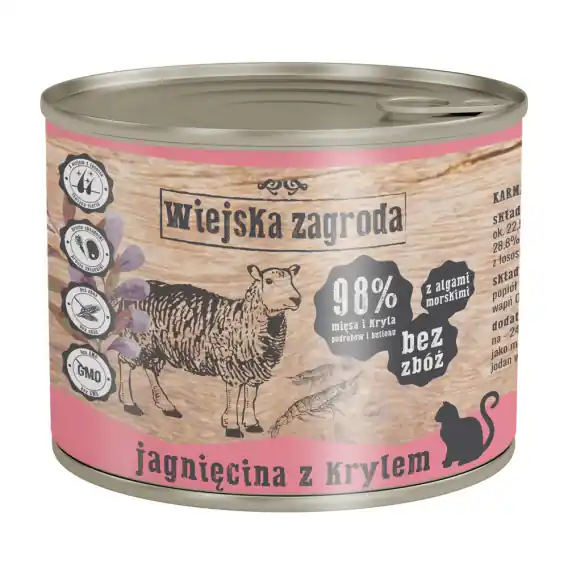 Oferta Wiejska Zagroda Jagnięcina z Krylem dla kota 200g