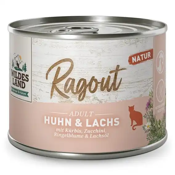 Wildes Land Cat Ragout Huhn Lachs kurczak z łososiem - karma dla kota 180g Bezpieczna płatność
