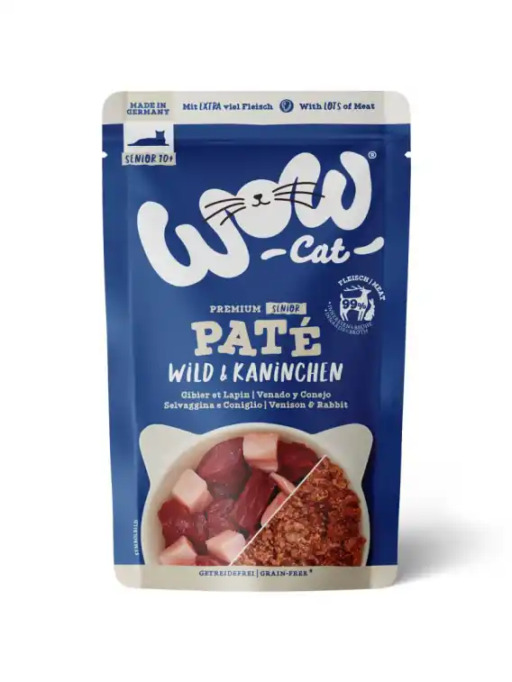 WOW Cat Senior dziczyzna z królikiem dla kota seniora saszetka 125g Popularny
