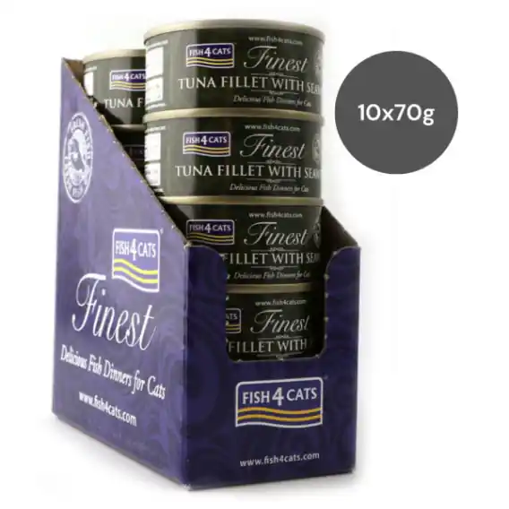 Wyjątkowa oferta Zestaw 10x70g Fish4Cats Filety tuńczyka z algami