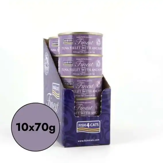 Zestaw 10x70g Fish4Cats Filety z tuńczyka z anchois Bezpieczne zakupy