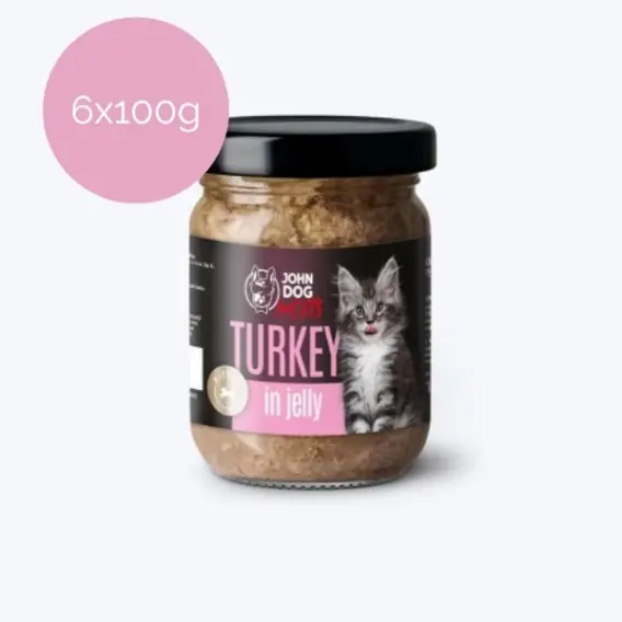 Sprawdź teraz Zestaw 6x100g John Dog for Cats indyk w galaretce Kitten dla kociąt