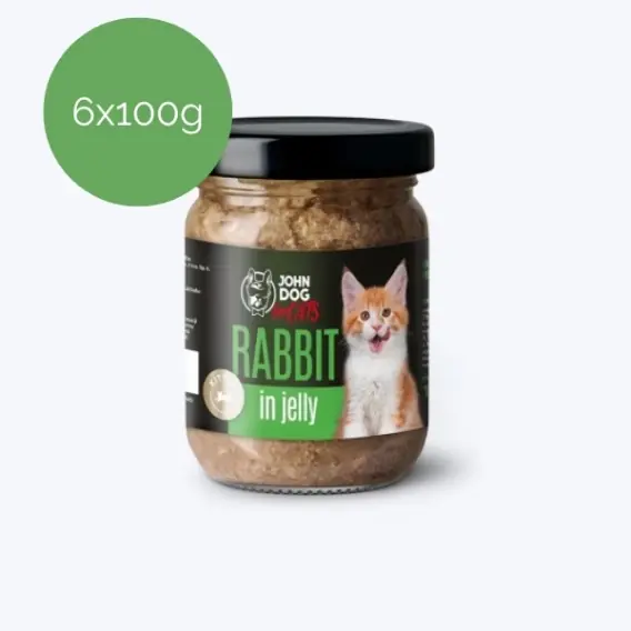 Bestseller Zestaw 6x100g John Dog for Cats królik w galaretce Kitten dla kociąt