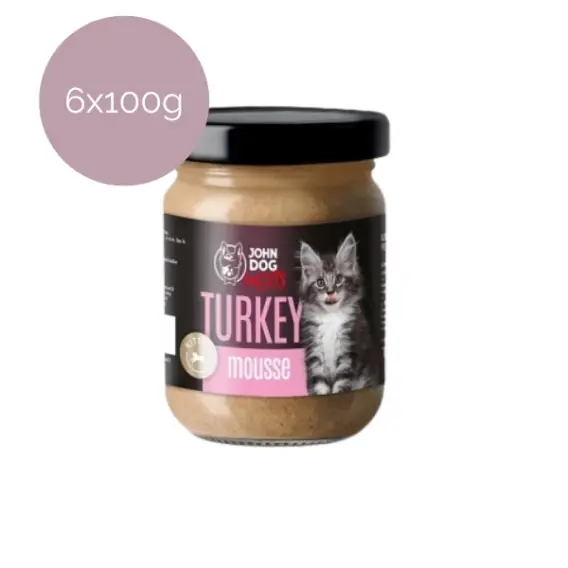 Obniżka ceny Zestaw 6x100g John Dog for Cats Mousse - mus z indyka Kitten dla kociąt