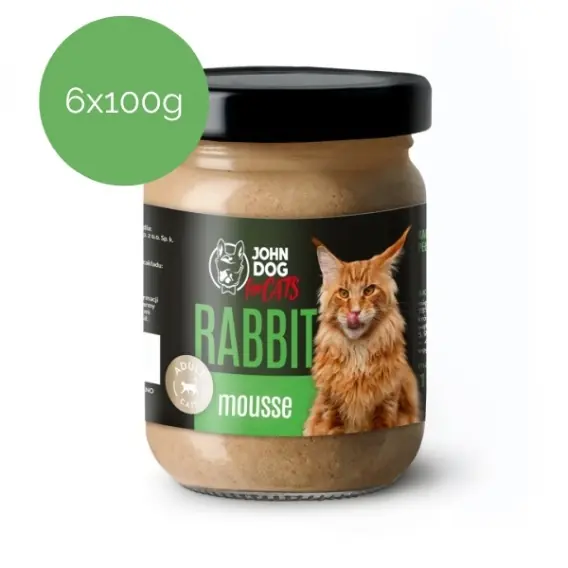 Hit cenowy Zestaw 6x100g John Dog for Cats Mousse - mus z królika