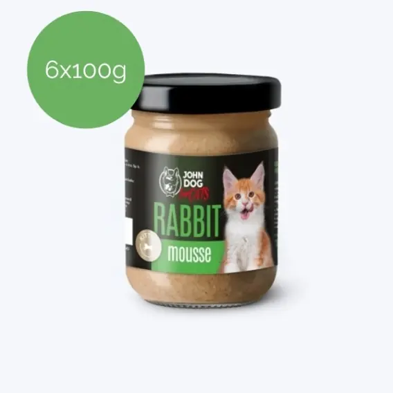 Zestaw 6x100g John Dog for Cats Mousse - mus z królika Kitten dla kociąt Tylko do końca tygodnia