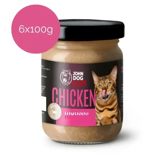 Zestaw 6x100g John Dog for Cats Mousse - mus z kurczaka Oferta limitowana