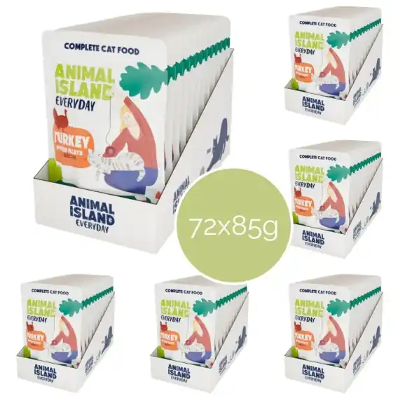 Zestaw 72x85g Animal Island Indyk fileciki w rosole - karma mokra dla kota Kup online