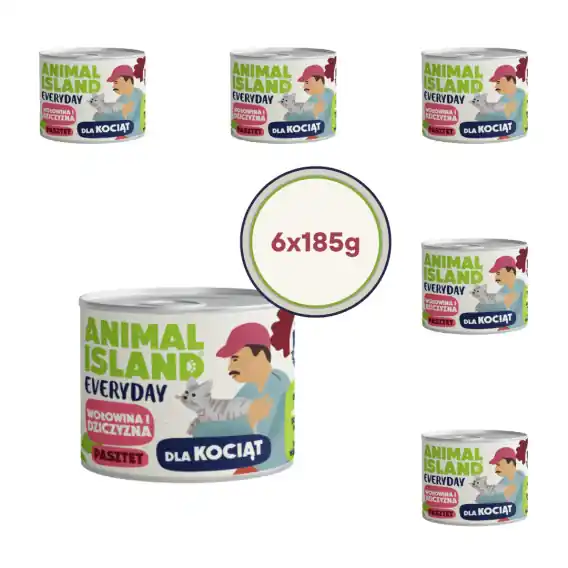 Zestaw Animal Island Everyday dla kociąt wołowina i dziczyzna - pasztet 6x185g Premium