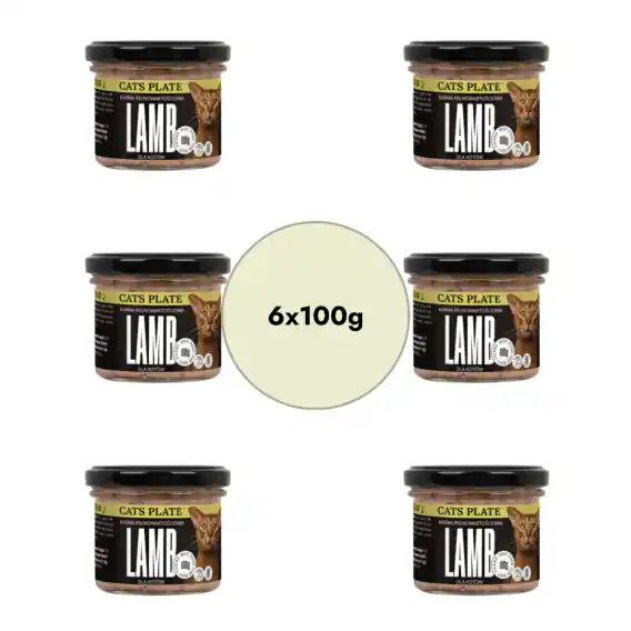 Bezpieczne zakupy Zestaw Cats Plate Lamb - karma dla kota z mięsa jagnięcego 6x100g