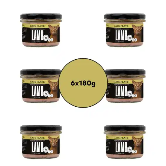Bezpieczne zakupy Zestaw Cats Plate Lamb 6x180g - karma dla kota z mięsa jagnięcego