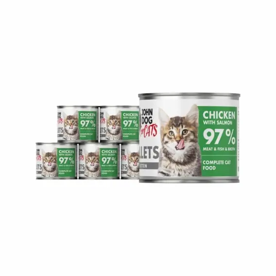 Zestaw John Dog for Cats Filety Kurczak i Łosoś 6x140g dla kociąt - karma mokra pełnoporcjowa Bezpieczne zakupy