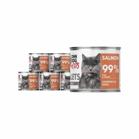 Bezpieczne zakupy Zestaw John Dog for Cats Filety Łosoś 6x140g - karma mokra dla kota pełnoporcjowa