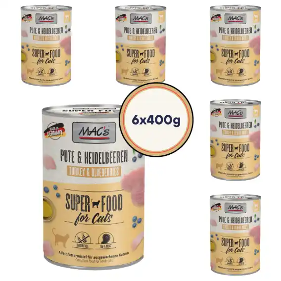 Wyjątkowa oferta Zestaw MAC‘s Indyk wołowina i borówka 6x400g