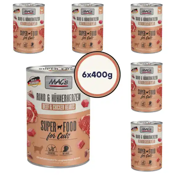 Rabat Zestaw MAC‘s Superfood wołowina i kurze serca 6x400g