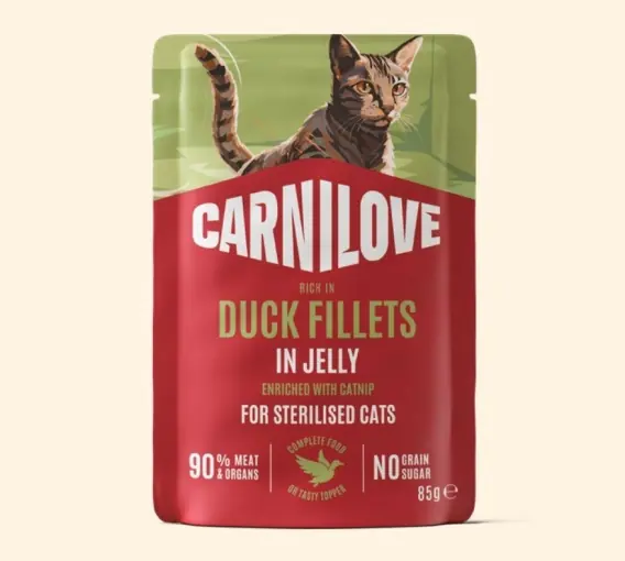 Rabat Carnilove Jelly kaczka z kocimiętką filety w galaretce - karma mokra dla kota 85g