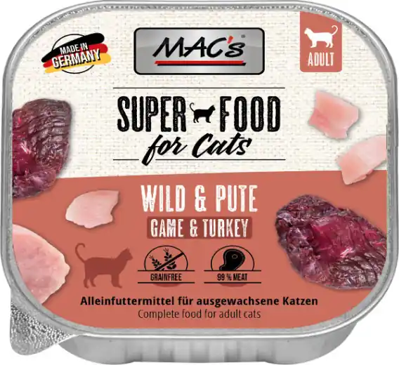 Ograniczona ilość MAC‘s Cat Superfood dziczyzna i indyk - tacka 100g