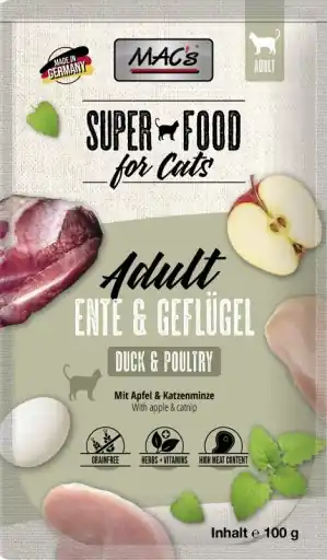 Bezpieczne zakupy Mac‘s Cat Superfood kaczka i drób saszetka 100g