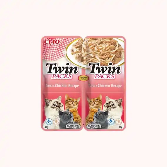 Wyjątkowa oferta INABA TWIN PACKS z tuńczykiem i kurczakiem w bulionie z tuńczyka - dwupak saszetek dla kota 2x40g