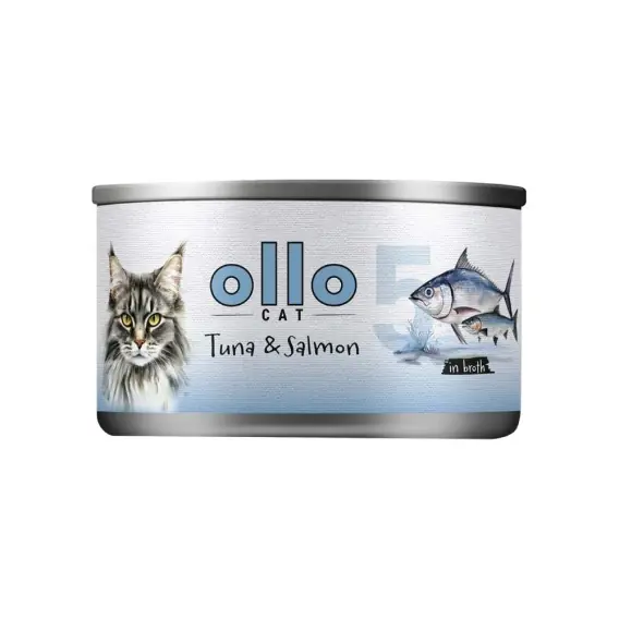 Dostępne od ręki Ollo Cat nr 5 tuńczyk i łosoś - karma dla kota 70g