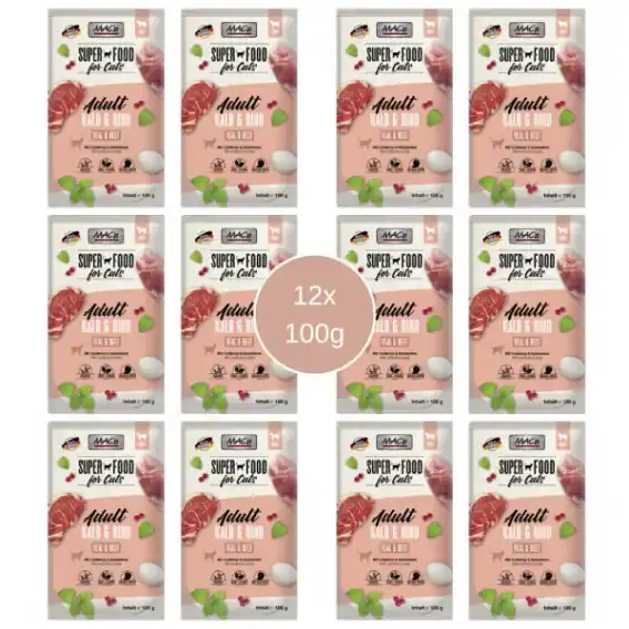 Cena promocyjna Pakiet 12x100g Mac‘s Cat Superfood cielęcina i wołowina zestaw saszetek