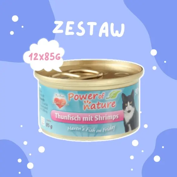 Ostatnie sztuki Pakiet 12x85g Power of Nature Haven‘s Fish on Friday - tuńczyk z krewetkami zestaw