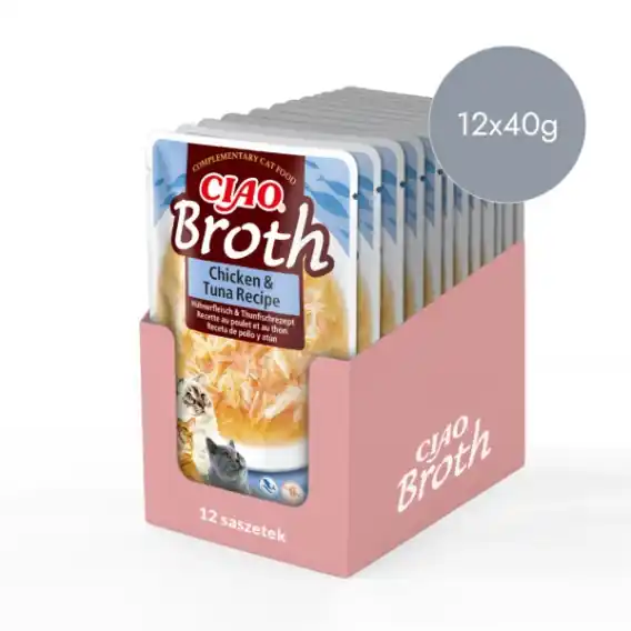 Zestaw Inaba Ciao Broth kurczak z tuńczykiem w rosole - karma uzupełniająca dla kota 12x40g Ograniczona ilość