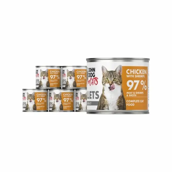Zestaw John Dog for Cats Filety Kurczak i Krewetki 6x140g - karma mokra dla kota pełnoporcjowa Okazja