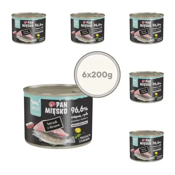 Okazja Zestaw Pan Mięsko kurczak z dorszem 6x200g - mokra karma dla kota