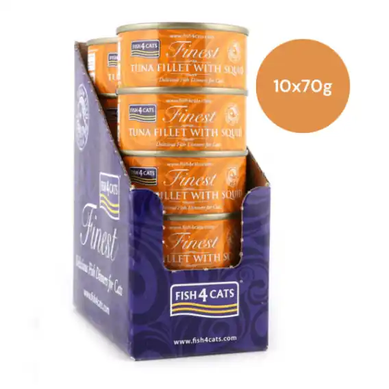 Zestaw 10x70g Fish4Cats Filety tuńczyka z kałamarnicą Oferta limitowana