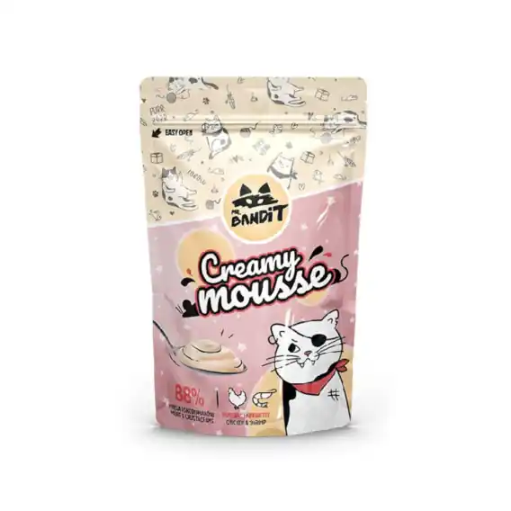 Bestseller Mr. Bandit Creamy Mousse - kremowy przysmak dla kota kurczak i krewetki 60g