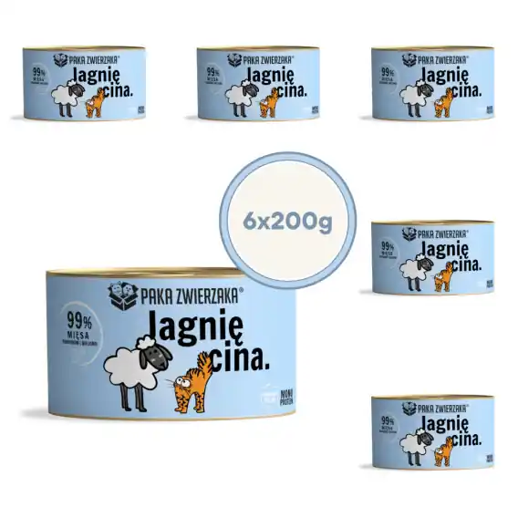 Zestaw Paka Zwierzaka Jagnięcina 6x200g - karma mokra dla kota Tani