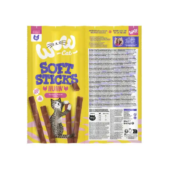 WOW CAT Soft Sticks Huhn kurczak - miękkie przysmaki dla kota 6x5g Dostępne od ręki