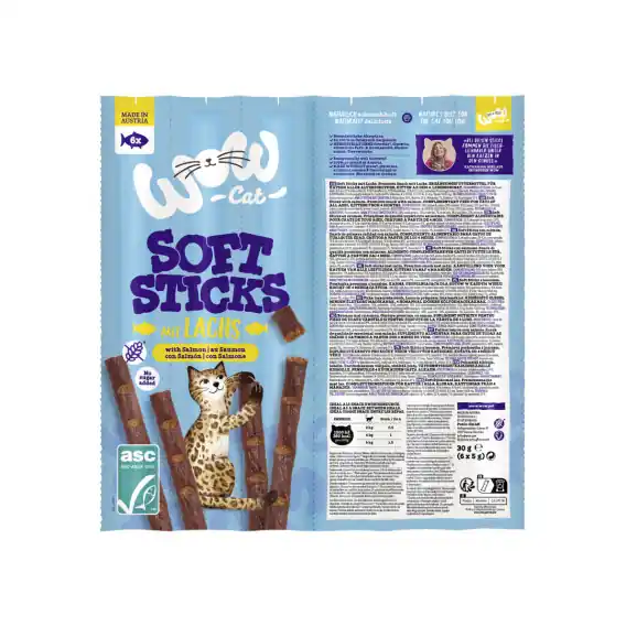 Zamów teraz WOW CAT Soft Sticks Lachs łosoś - miękkie przysmaki dla kota 6x5g