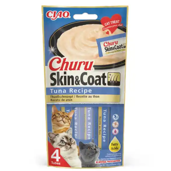 INABA Churu Skin Coat Tuna - tuńczyk - przysmaki dla kotów 4x14g Tylko dziś