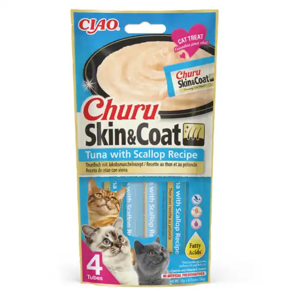 INABA Churu Skin Coat Tuna Scallop - tuńczyk z przegrzebkami - przysmaki dla kotów 4x14g Kup teraz