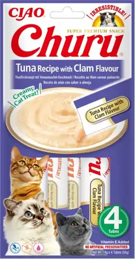 Taniej INABA Churu Tuna with Clam - tuńczyk z małżami - przysmaki dla kotów 4x14g
