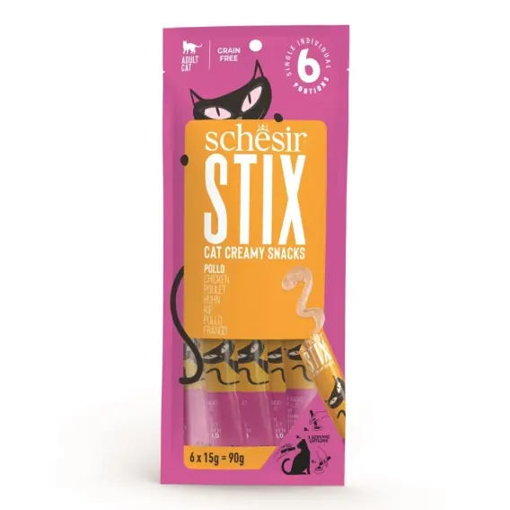 Schesir Creamy Stix Chicken - kremowe przysmaki dla kota z kurczakiem 6x15g Kup teraz