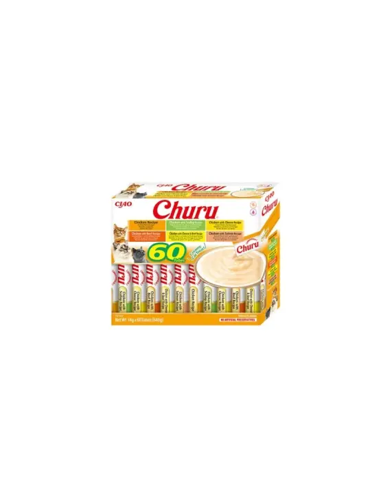 Taniej INABA Cat Churu Varieties Chicken - kremowe przysmaki dla kotów z kurczakiem 60x14g