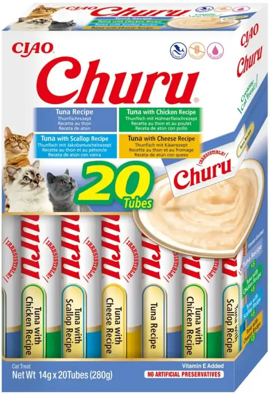 INABA Cat Churu Varieties Tuna - kremowe przysmaki dla kotów z tuńczykiem 20x14g Darmowy zwrot