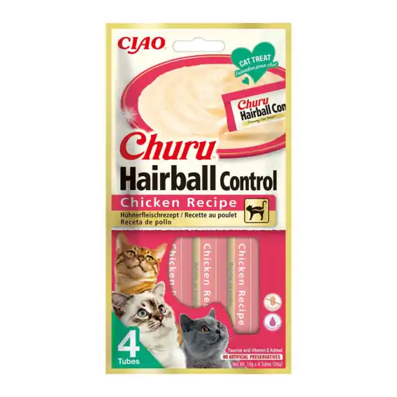 Ekspresowa dostawa Inaba Churu Hairball Control Chicken - kurczak - przysmaki dla kotów 4x14g