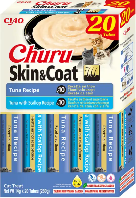 INABA Cat Churu SKIN COAT Tuna Variety 20x14g - przysmaki dla kota 280g Wyprzedaż