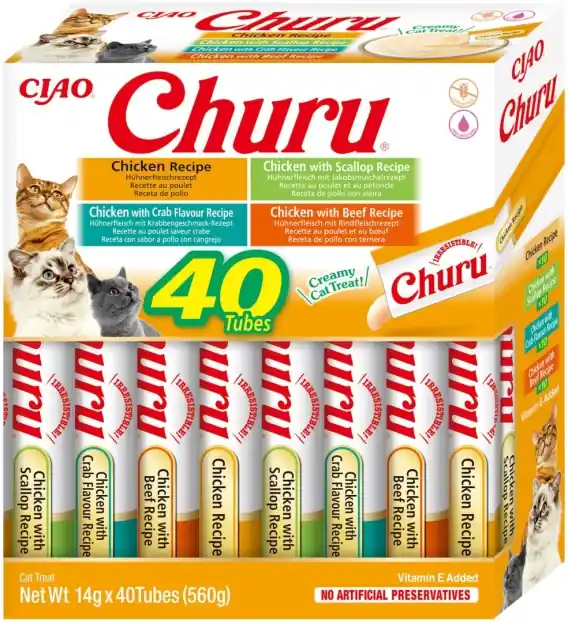 Bezpieczna płatność INABA Cat Churu Varieties Chicken - kremowe przysmaki dla kotów z kurczakiem 40x14g